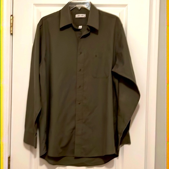 Pierre Cardin Long Sleeve Button Down Shirt - Olive Green - 16 34/35 - Picture 1 of 3